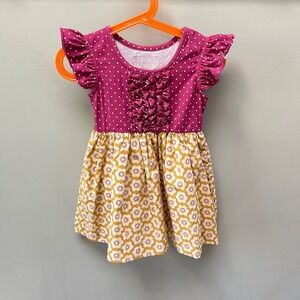 Eleanor Rose Dress Ruffle Sleeve Polka Dot Floral‎ Print Girls Size 2